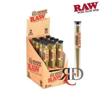 RAW KING SIZE PRESSED BUD WRAPS 3PK PRE-ROLLED CONES 12CT/ DISPLAY